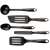 Tefal Bienvenue 5 piece kitchen utensil set, black, includes spatula, slotted spatula, pancake turner, spoon, ladle