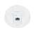 Kamera bezpieczeństwa Ubiquiti UVC-G4-DOME, biała, widok od dołu, pokazujący port PoE i przycisk resetowania