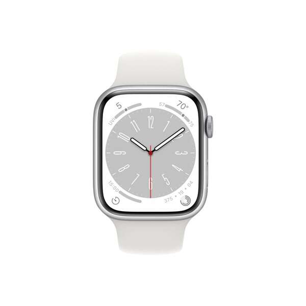 Apple watch series 8 gps 45mm ezüstszínű alumínium tok, fehér spo...