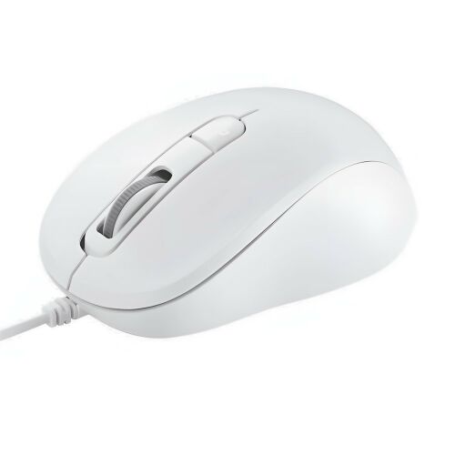Angled view of Asus MU101C white optical mouse