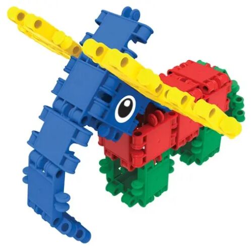 Clics building toy dragon figure made of colorful plastic blocks