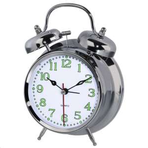 Hama NOSTALGIA silver alarm clock with green numbers - Decoration