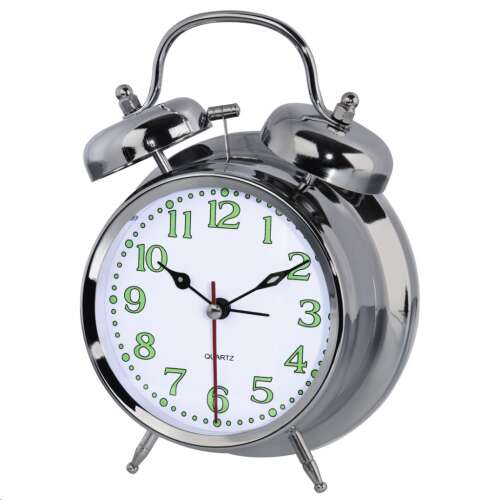 Hama NOSTALGIA silver alarm clock with green numbers