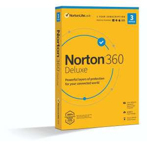 Norton 360 Deluxe 1-godišnja pretplata za 3 uređaja, antivirusni softver za PC, Mac, Android i iOS - Softver