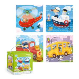 Dodo 4-in-1 Transport Puzzle, 72 pieces, 4 different puzzles: helicopter, boat, train, bus - Puzzle