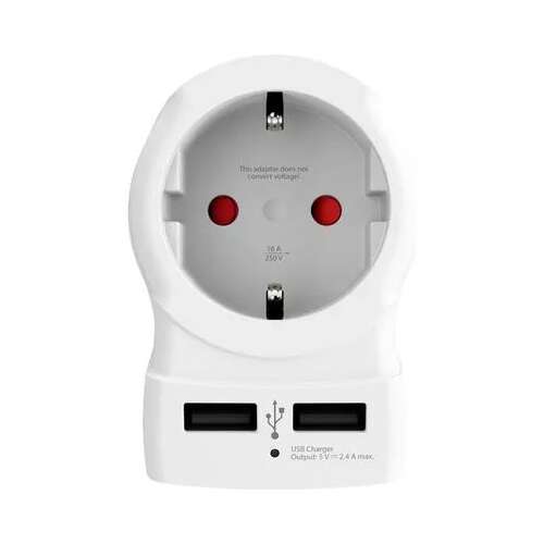 Adaptor de călătorie SKROSS pentru SUA cu 2 porturi USB, alb