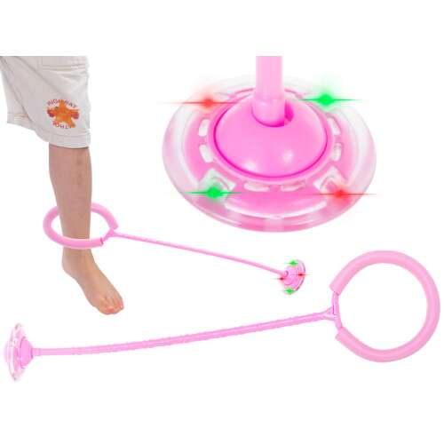 Hula Hop Foot Bouncing Ball cu lumină LED roz