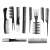 Set of 10 black professional hair combs, perfect for styling, cutting, and detangling hair