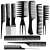 Set of 10 black professional hair combs, perfect for styling, cutting, and detangling hair
