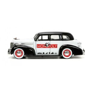 Side view of Mr. Monopoly 1939 Chevrolet Master Deluxe 1:24 Scale Diecast Car - Kids's play car