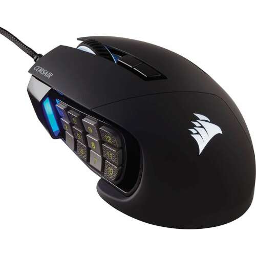 Corsair Scimitar RGB ELITE MOBA/MMO Gaming Mouse, Czarny, 17 programowalnych przycisków, 18 000 DPI, czujnik optyczny PMW3391