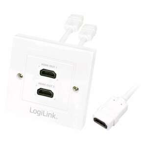 LogiLink HDMI wall plate with two HDMI female connectors, white - HDMI Cable