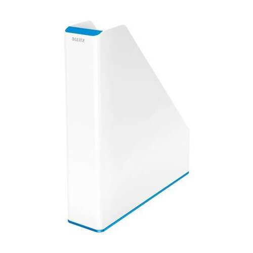 Leitz WOW magazine file, white with blue accents, A4 size