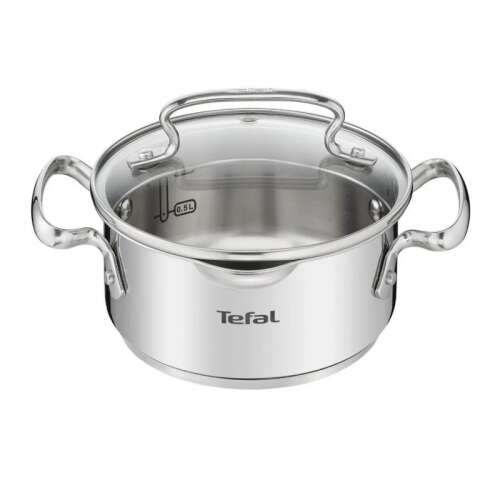 Tefal Duetto+ 20 см тенджера от неръждаема стомана със стъклен капак, изглед под ъгъл