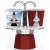 Bialetti Mini Express Magritte red stovetop espresso maker with two cups