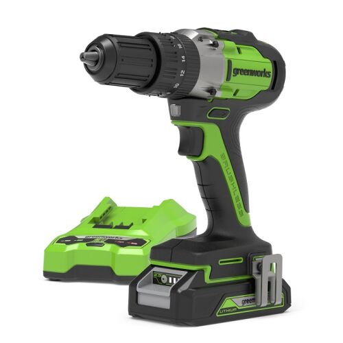 Greenworks GD24DD35K2 24V Cordless Drill Driver Kit with Battery and Charger