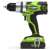 Greenworks 24V cordless drill driver, GD24DD35K2, side view, green and black