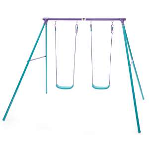 Plum two-seater metal swing set in purple and teal - Sport & Leisure