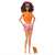 Barbie The Movie Surfing Set doll, brown hair, pink swimsuit, orange life vest, puppy