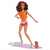 Barbie The Movie Surfing Set doll, brown hair, pink swimsuit, orange life vest, surfboard, puppy