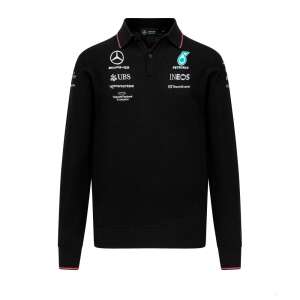 Mercedes hosszú ujjú galléros póló, knitted, csapat, fekete, 2023 67029914 Férfi hosszú ujjú felsők