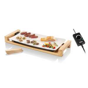Princess Table Chef electric tabletop grill with ceramic cooking surface, bamboo frame, and temperature control - Tabletop Grill