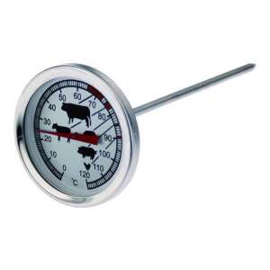 Westmark 1269 analog meat thermometer, stainless steel, with temperature scale and meat icons - Kitchen Thermometer