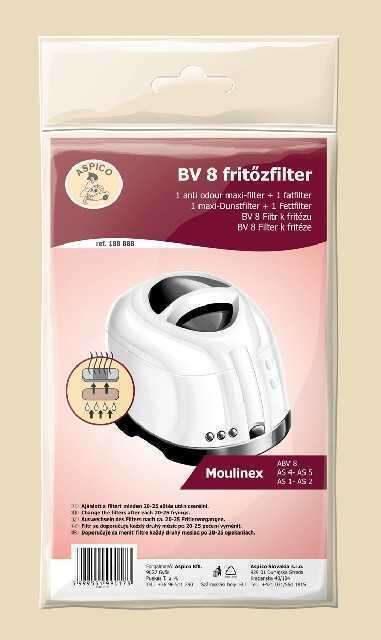 Aspico 188888 BV8 fritőzfilter, Moulinex fritőzhöz, aktív széngra...