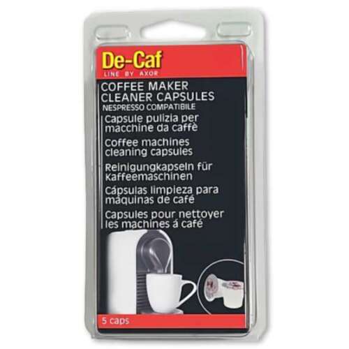 De-Caf Coffee Maker Cleaner Capsules, 5 pack, Nespresso compatible, cleaning capsules for coffee machines