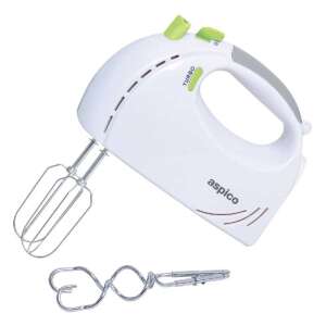 Aspico KM1000 Hand Mixer, 300W, 5 Speed Settings, with Whisk and Dough Hooks, Turbo Function - Home & Garden