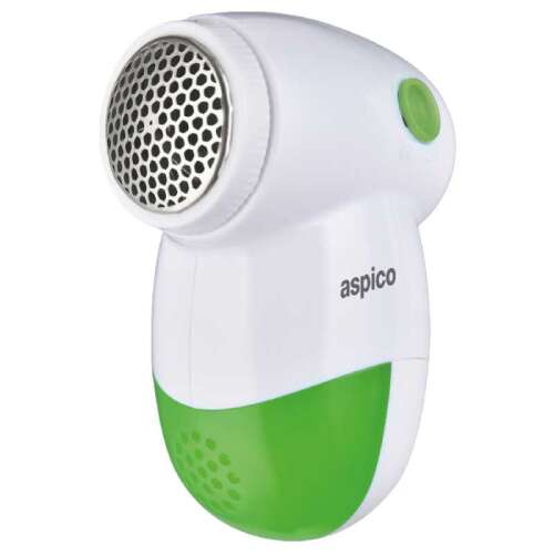 Aspico SC920 fabric shaver, white and green, battery operated, with blade protection