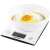 Scarlett SCKS57B10 digital kitchen scale with bowl, white, measuring ingredients