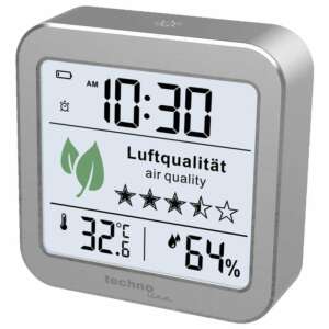 Technoline WL1020 digitaler Luftqualitätsmonitor, grau, zeigt Luftqualität, Temperatur, Luftfeuchtigkeit und Zeit an - Technoline