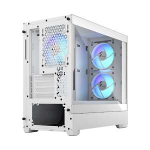 Carcasă PC Fractal Design Pop Mini Air RGB White TG Clear - Vedere unghiulară cu ventilatoare RGB - Fractal Design