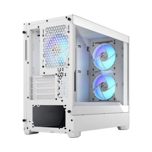 Carcasă PC Fractal Design Pop Mini Air RGB White TG Clear - Vedere unghiulară cu ventilatoare RGB