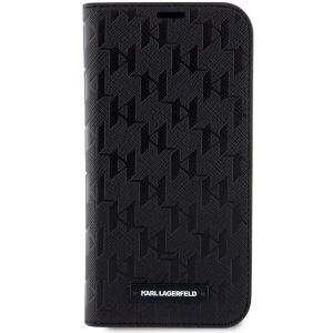 Karl Lagerfeld Saffiano Monogram iPhone 14 Brieftasche Hülle - Schwarz - Karl Lagerfeld Handyhüllen