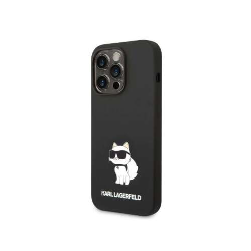 Black Karl Lagerfeld Silicone Choupette iPhone 14 Pro Max phone case with white cat design