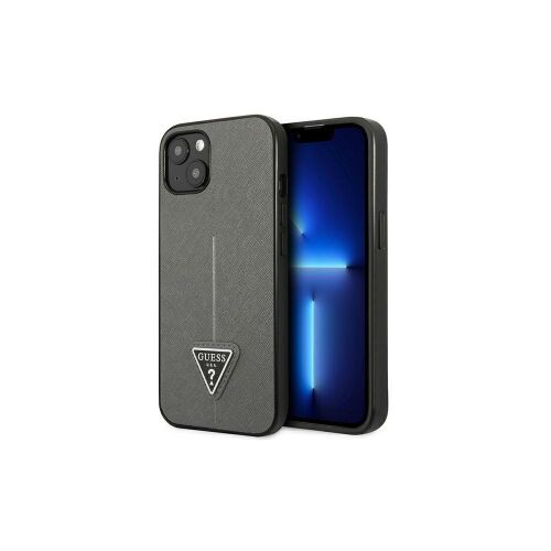 Etui Guess GUHCP13SPSATLG do iPhone'a 13 mini 5,4", srebrne, srebrne, twarde, logo SaffianoTriangle