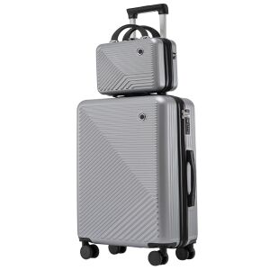 Quasar & Co. Silver 40L Suitcase and Cosmetic Bag Set - Dressing Accessory