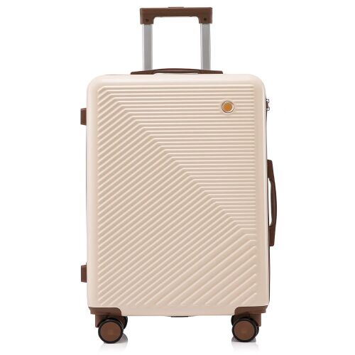 Quasar & Co. krémszínű kabin bőrönd teleszkópos fogantyúval