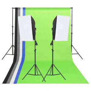 Set de iluminare pentru studio vidaXL cu softbox-uri și fundaluri, set complet cu softbox-uri, trepiede, fundaluri și reflectoare - Lumini de studio și reflectoare