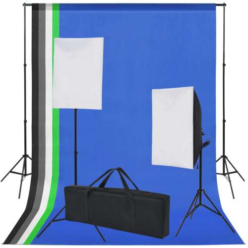 Fotó stúdió szett 5 háttérrel, 2 softbox-szal és hordtáskával - Stúdiófény és Reflektor