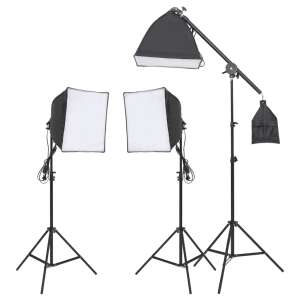 Kit de iluminare pentru studio foto cu softbox-uri, trepiede și genți de transport - Lumini de studio și reflectoare