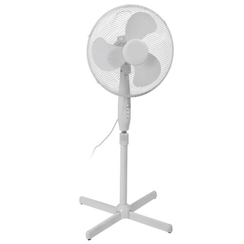 Biely stojanový ventilátor Excellent Electrics 40 cm, 45 W, 3 rýchlosti