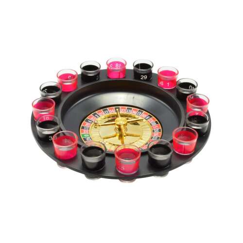 Ivós rulett játék, fekete rulett kerék 16 lövőpohárral, tökéletes bulikhoz és összejövetelekhez