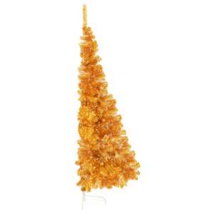 Aranyszínű pvc fél műkarácsonyfa állvánnyal 240 cm 61885228 