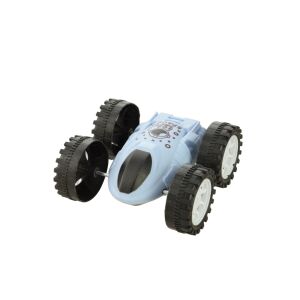 Angled view of Lendkerekes Űrhajós Játékautó, a blue space-themed toy car with oversized wheels. - Nonbrand Kids's play car