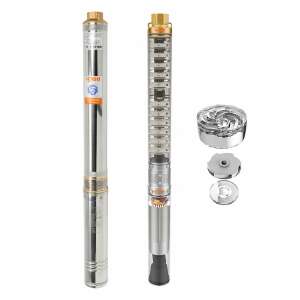 4" SDM 3/14 merülő kút szivattyú, IBO 4 col Csőkút szivattyú, rozsdamentes acél, 400V~3 /50Hz, 230V/50Hz, 98 mm átmérőjű, lebegő járókerekek, sárgaréz bemeneti és kimeneti csatlakozással, AISI 304 rozsdamentes acél házzal, tengely és szűrőszűrővel, kiváló minőségű műanyagból készült járókerekek - IBO