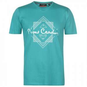 Pierre Cardin férfi póló türkiz és fehér színben geometrikus mintával - Pierre Cardin