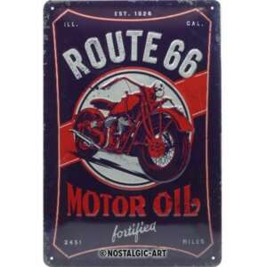 Route 66 Motor Oil fémtábla, vintage motorkerékpár design, Nostalgic Art - Nostalgic-Art